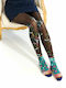 Women's Pantyhose Pink with Print