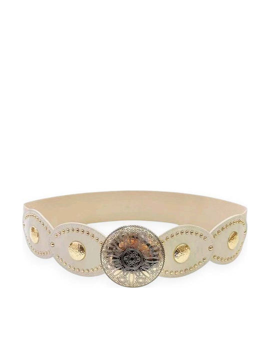 Elastic White Women's Belt