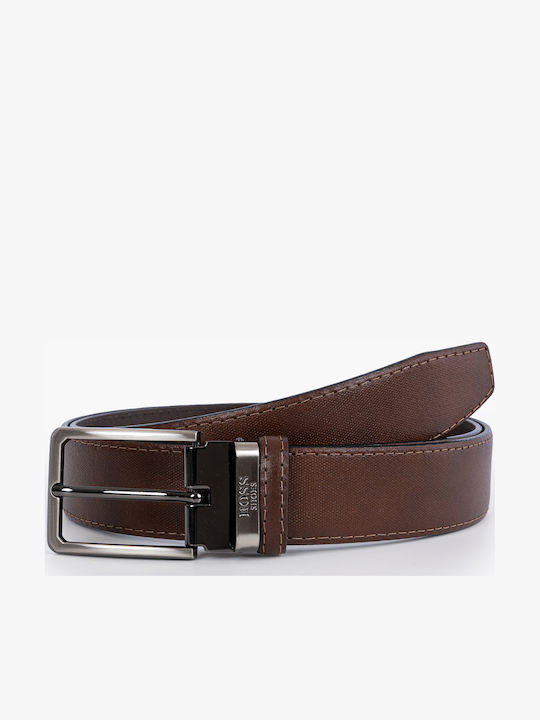 Boss Shoes Men's Belt Leather Knitted Brown