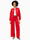 Women's Jean Pants in Wide Leg Style Red