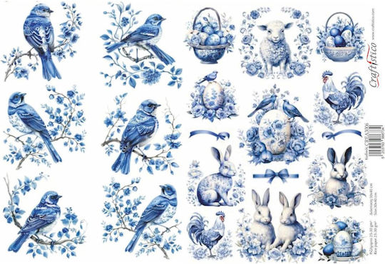 Craftistico Rice Paper Decoupage 30x40cm Easter Eggs Birds
