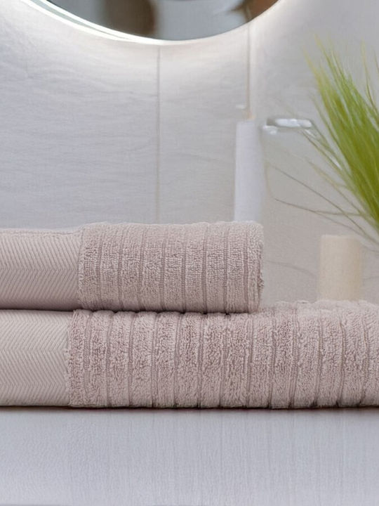 Lenjerii Deosebite Set De Prosoape De Baie 2 Buc Roz Pudrat Greutate 500gr/m²