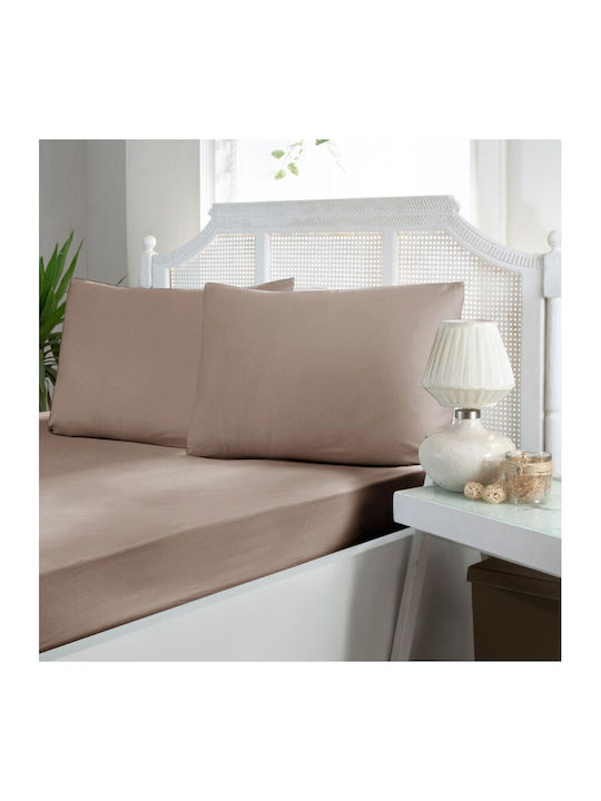 First Choice Set Cearceafuri De Pat King Size Cu Hugger Din Cauciuc 200x200cm Maro 3 Buc