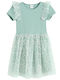 Rochie Fete Mâneca Scurtă Din Tulle Verde