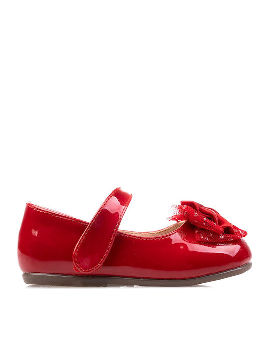 Kids Ballerinas with Hoop & Loop Closure Patent Leather Red