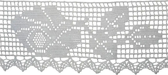 Cotton Lace Filé Rose Pattern White Width 9.5cm Price Per Meter