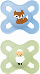 Orthodontic Silicone Pacifiers Blue-Green for 0-2 Months 2 Pieces