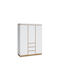 Numeri 117 Dreifachtür Kleiderschrank mit Spiegel Weiß 157x60x212cm