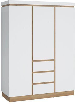 Numeri 117 Dreifachtür Kleiderschrank mit Spiegel Weiß 157x60x212cm