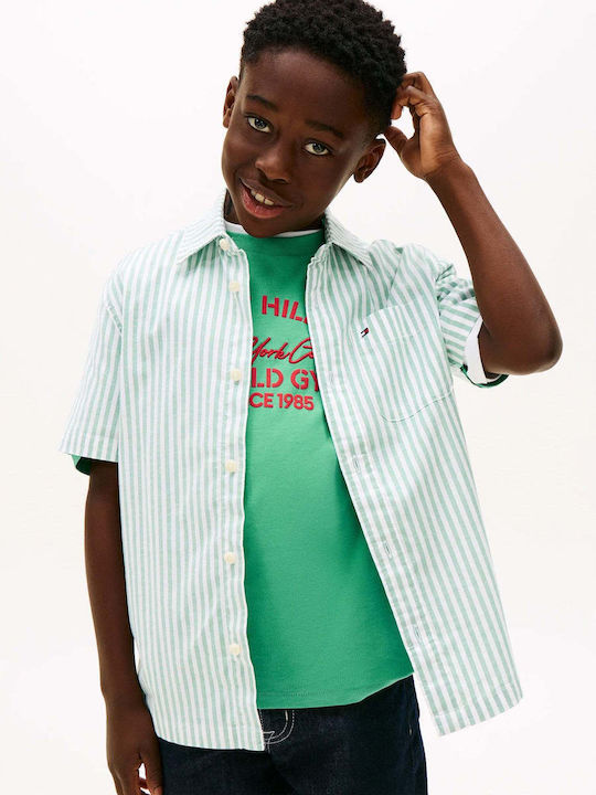 Tommy Hilfiger Kids Striped Short-Sleeved Green...