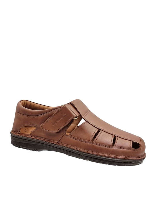 Boxer Leather Men's Sandals in Tabac Brown Colour