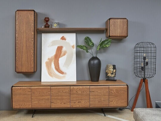 Wohnzimmer TV-Einheit Andre Braune Massivholz M220xB43xH62cm