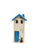 Rozos Ceramics 31-848 Tabletop Handmade Ceramic House-Tealight Blue White 8x15