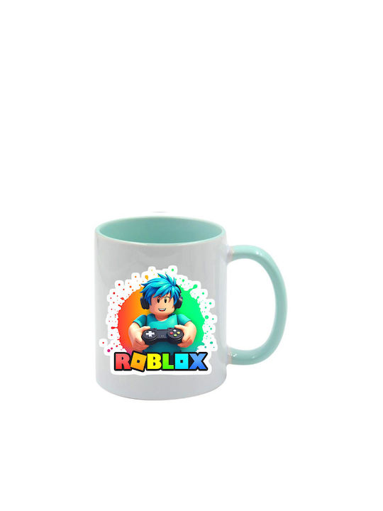 Roblox Tasse Grünes Minzdesign Mit Griff Innen