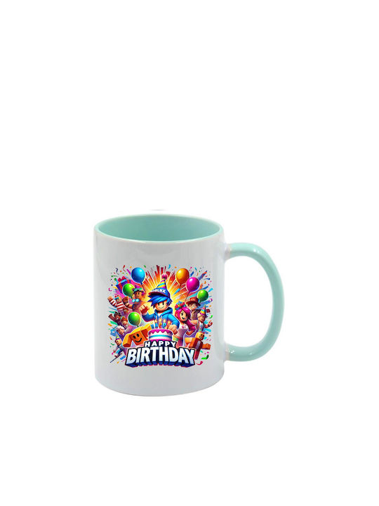 Roblox Tasse Grünes Minzdesign Mit Griff Innen