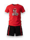 Kids Set with Shorts Summer 2 Pieces Red Black