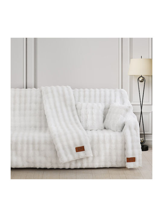 Beauty Home Pop Art 8724 Σετ Ριχτάρια 2τμχ Γούνινο Λευκό 8724ΣΕΤ2