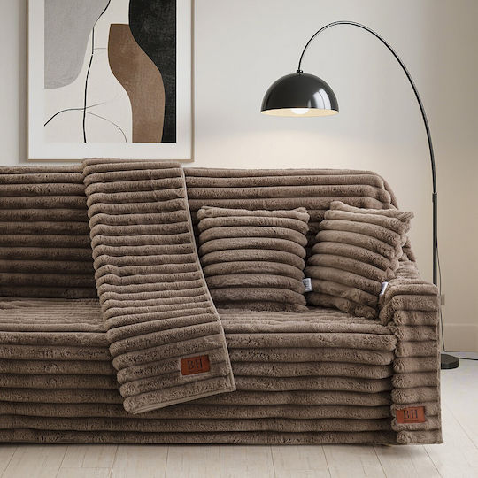 Beauty Home Stripe Art 8726 Τριθέσιου Καναπέ Π180xΜ300cm Μόκα