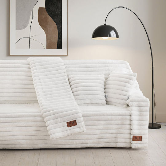 Beauty Home Stripe Art 8728 Armchair Throw Fur 180x160cm White 8728MON