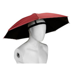 Head Umbrella Alista Home 69 Cm Diameter Elastic Headband Uv Rain Protection Dark Red