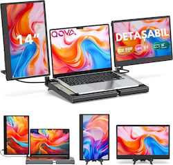 14" Dual Tragbarer Erweiterbarer Monitor Fhd 1080p Kühlunterstützungsbasis Qova Bildschirmverlängerer Laptop 360° Drehung 7 Bis 18 Zoll Laptops Tri-Bildschirm Kompatibel Windows Mac Usb-c Hdmi Port Plug & Play Gaming Büro