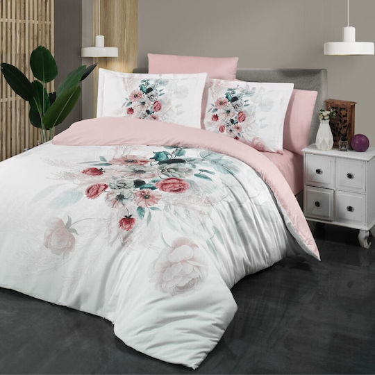 First Choice Cotton Satin Double Duvet Cover Set With 4 Pillowcases & 1 Bed Sheet 200x220cm Yellow