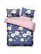 Vanora Set Huse Pentru Pilote Duble Cu 2 Fețe De Pernă Și 1 Cearceaf 200x220cm Albastru