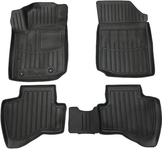 Race Action Car Mats Citroen C1 Ii 2014-2022 5-Door Rubber Raised Sides Protective Fasteners Passenger Cars 4 Pieces 5016294/st