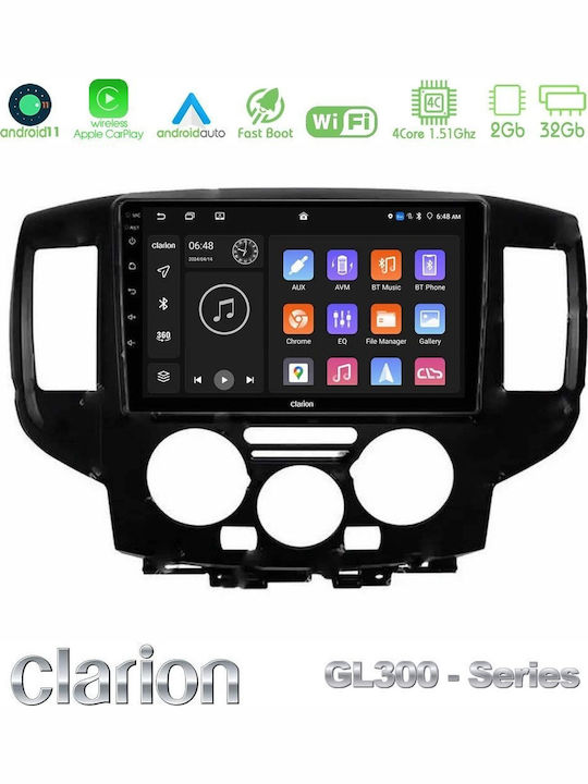 Clarion Auto-Audiosystem für Nissan NV200 2009 – 2019 (Bluetooth/USB/AUX/Eingebautes Wi-Fi / 3G/GPS/Apple CarPlay/Android Auto) mit Touchscreen 9"