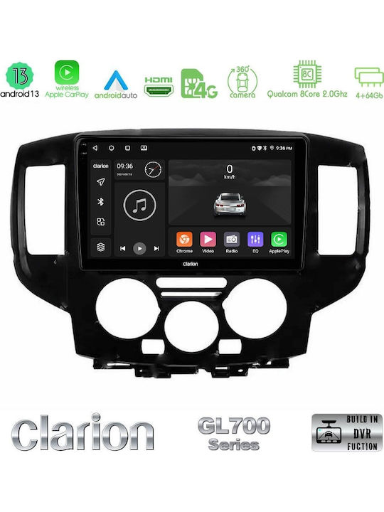 Clarion Auto-Audiosystem für Nissan NV200 2009 – 2019 Bluetooth USB Eingebautes Wi-Fi GPS Apple CarPlay Android Auto mit 9" Touchscreen
