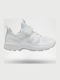 Kids Sports Shoes Running with Hoop & Loop Closure White