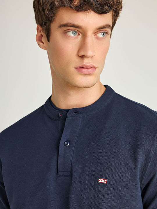 Funky Buddha Polo Short Sleeve Blouse Navy Blue