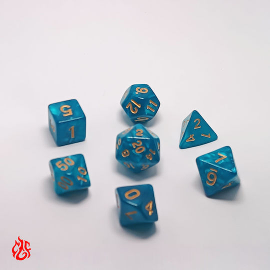 Dice Set Turquoise Σετ Ακρυλικών Ζαριων Rpg Dungeons & Dragons Pathfinder Wargames