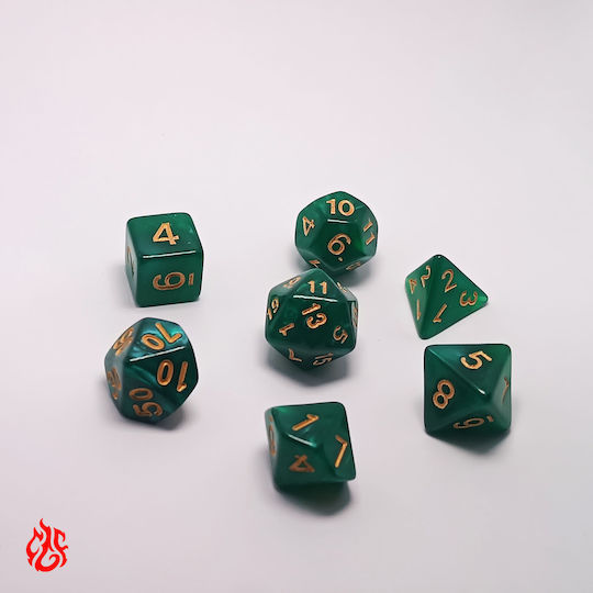 Dice Set Olive Green Acrylic Dice RPG Dungeons & Dragons Pathfinder Wargames