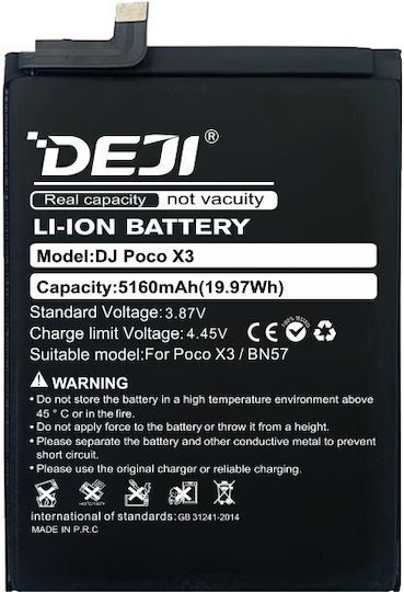 Deji Compatible Replacement Battery 5160mAh for Poco X3 Nfc/poco X3 Pro