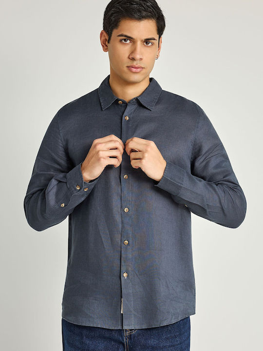 Funky Buddha Long Sleeve Linen Shirt in Regular...