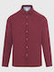 Long Sleeve Linen Shirt in Regular Fit Burgundy