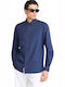 Long Sleeve Cotton Shirt in Regular Fit Blue