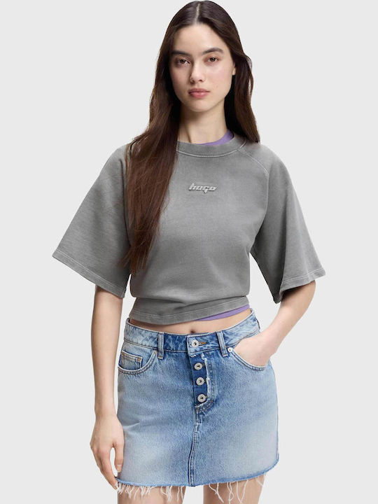 Damen T-shirt Gewaschene Schwarze