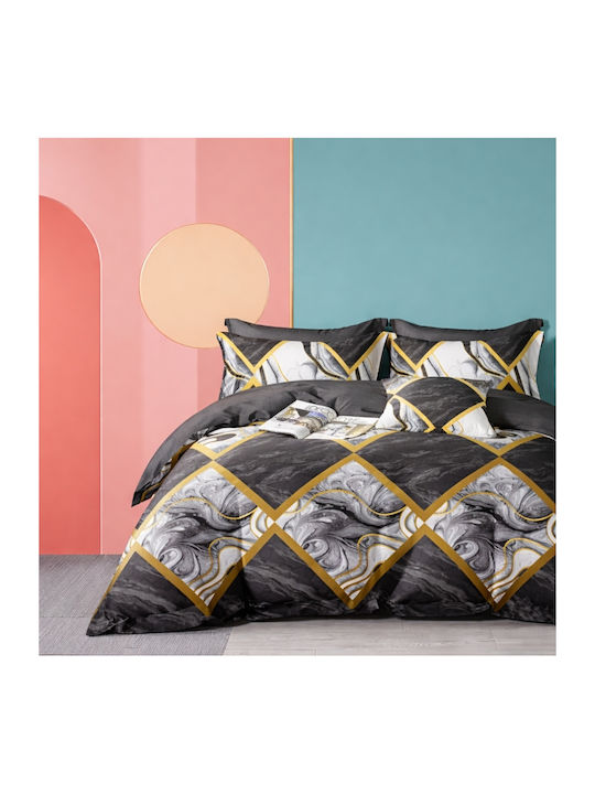 My Home Luxury Double Duvet Cover Set with 2 Pillowcases 220x240cm Multicolour