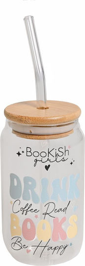 Drink Books Glas Wasser Brille mit Strohhalm