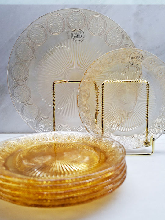 Kaemingk Servierplatte Wüste Glas Gelbe 7 Stück