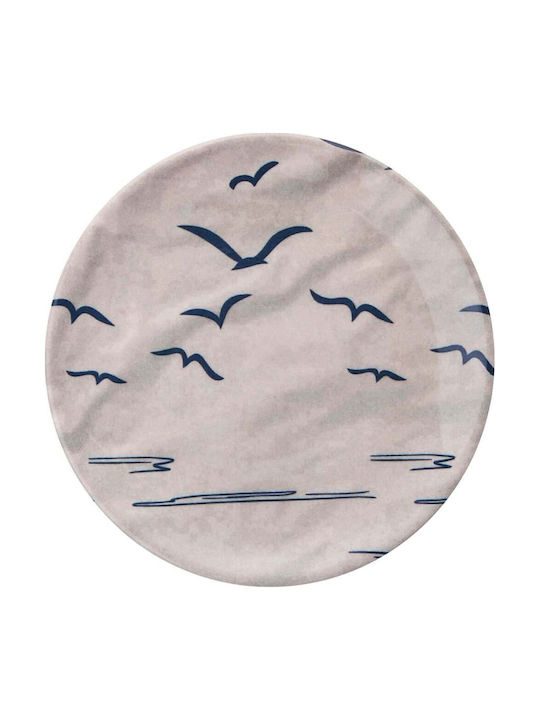 Hermia Shallow Ceramic Beige Plate with Diameter 25.5cm 6 Pieces