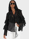Women's Blouse with Lace Black