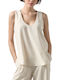 Damen Bluse Ärmellos Ecru