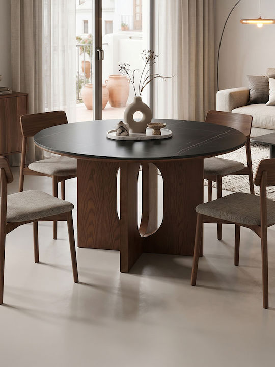 Merge Kitchen Table with Black Marble Surface 130x130x75cm