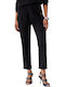 Women's Fabric Trousers with Rubber Band Black