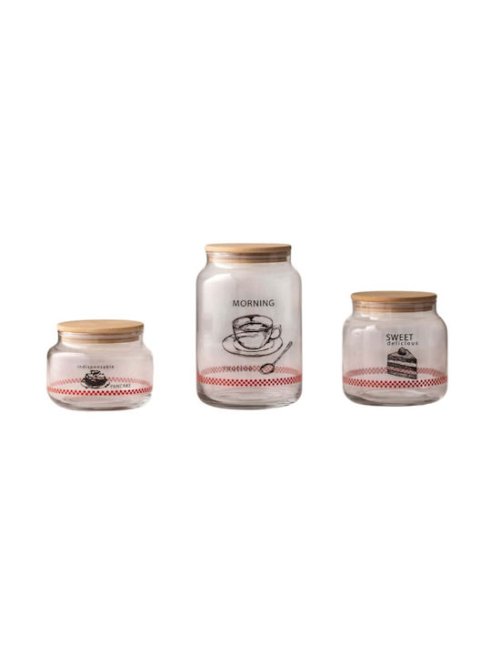 Hermia Set 3 Stück Allgemeine Verwendung Glas Vasen mit Deckel Weiß 970ml 3 Stück