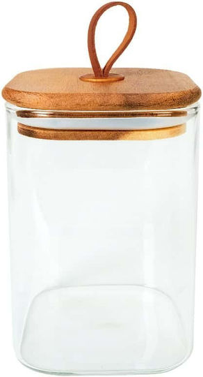 Espiel Set of 6 General Use Transparent Wooden Food Jars with Lid 580ml 6 Pieces