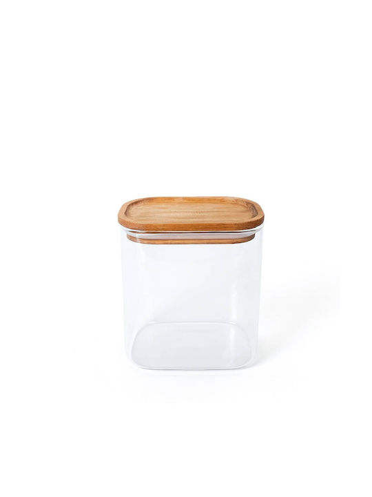 Espiel Set 6pcs General Use Jars with Wooden Lid Transparent 900ml